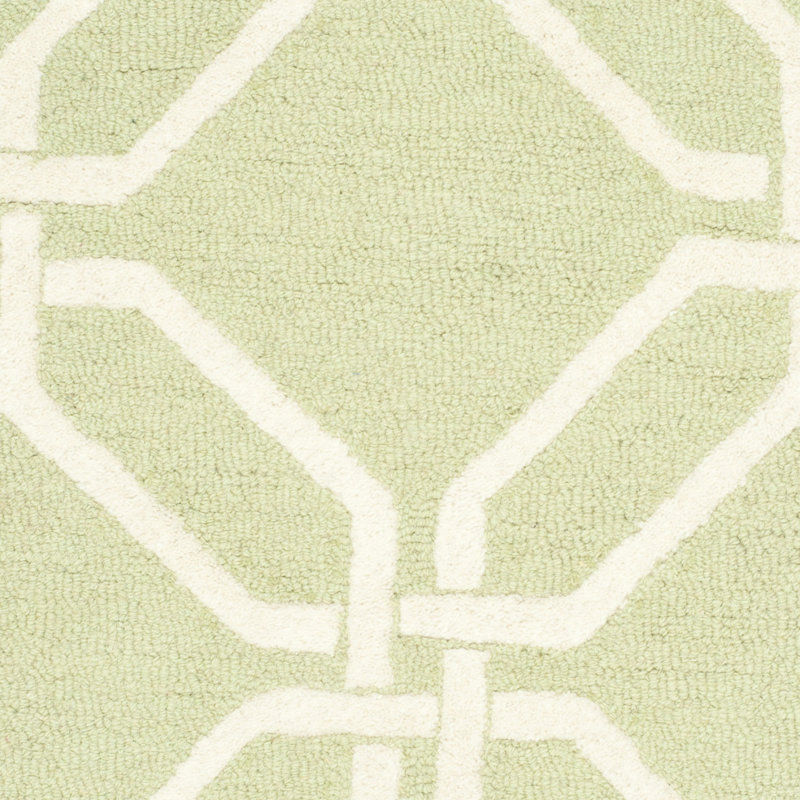 Lime and Ivory 8' x 10' Handmade Wool Tufted Rug