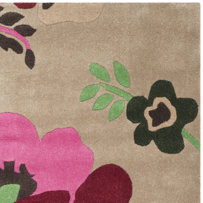 Handmade Multicolor Tufted Wool Square Rug 59"