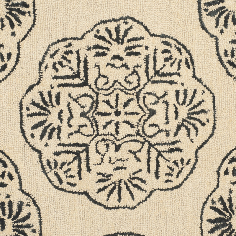 Ivory Charcoal Hand-Tufted Wool & Viscose 4' x 6' Area Rug