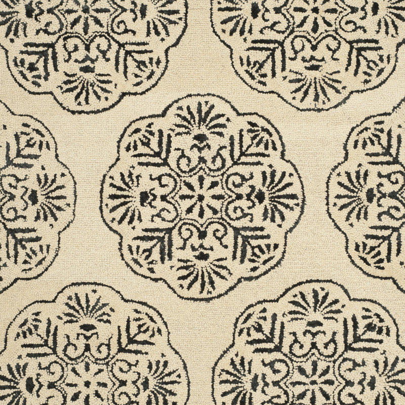 Ivory Charcoal Hand-Tufted Wool & Viscose 4' x 6' Area Rug