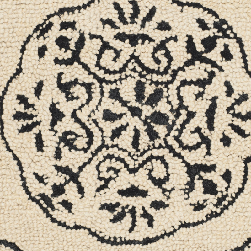 Ivory Charcoal Hand-Tufted Wool & Viscose 4' x 6' Area Rug