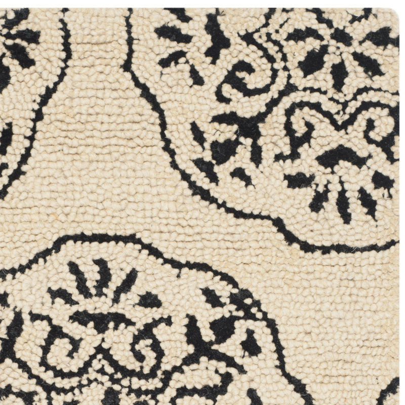 Ivory Charcoal Hand-Tufted Wool & Viscose 4' x 6' Area Rug