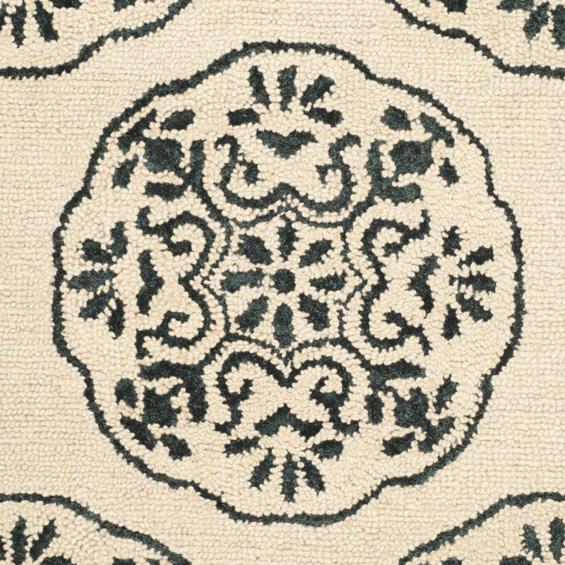 Ivory Charcoal Hand-Tufted Wool & Viscose 4' x 6' Area Rug