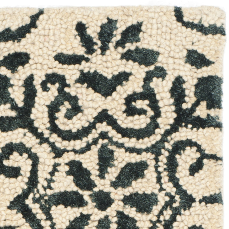 Ivory Charcoal Hand-Tufted Wool & Viscose 4' x 6' Area Rug