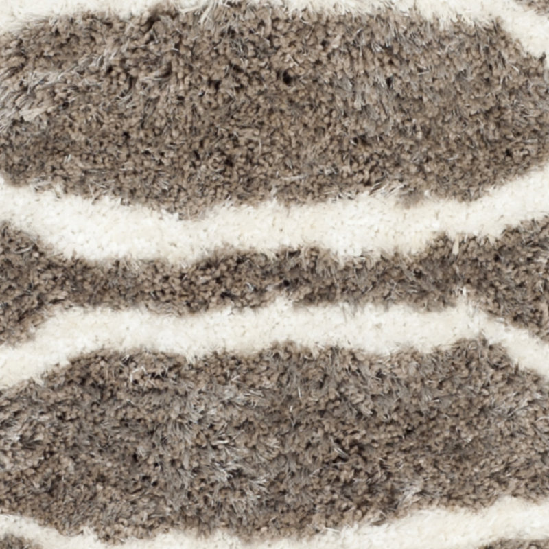 Ivory Silver Barcelona Hand-Tufted Cotton Shag Rug, 5'x5' Square