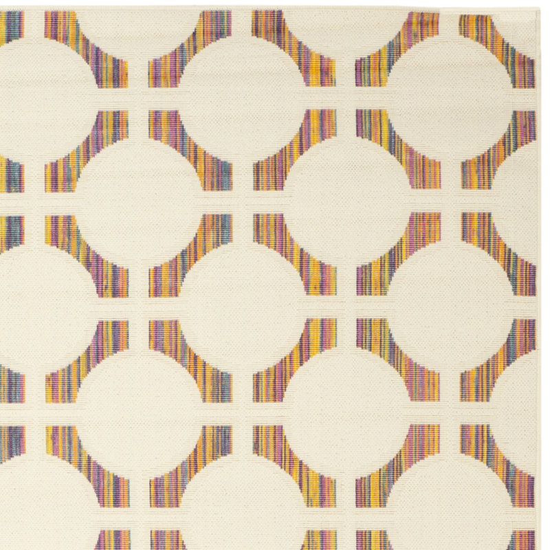 Multicolor Geometric Tufted Wool and Synthetic Kids Rug