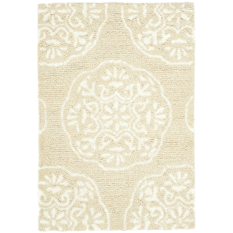 Bella Hand-Tufted Beige & White Wool 6' x 9' Area Rug