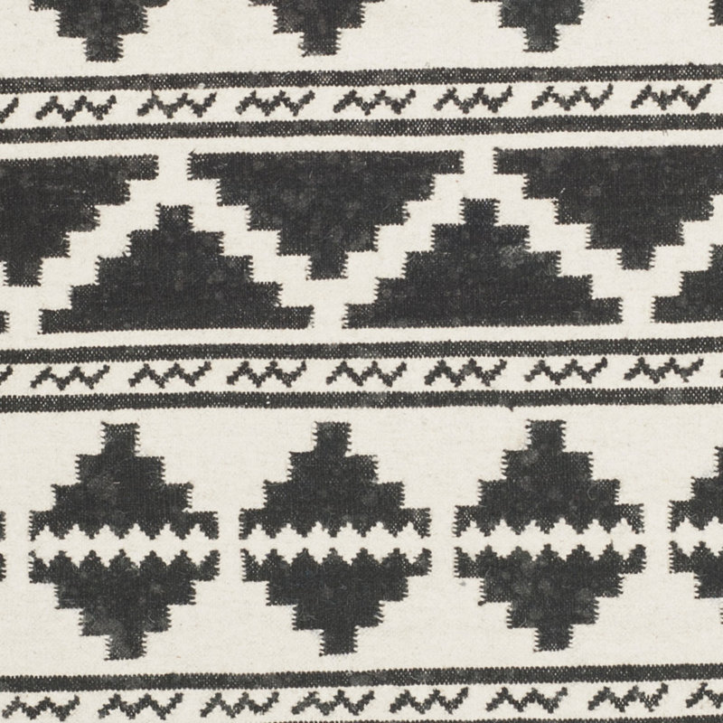 Tribal Motif Handmade Black Wool 6' Square Area Rug