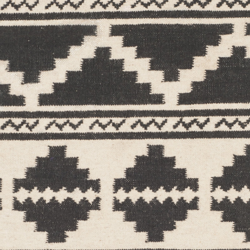 Tribal Motif Handmade Black Wool 6' Square Area Rug