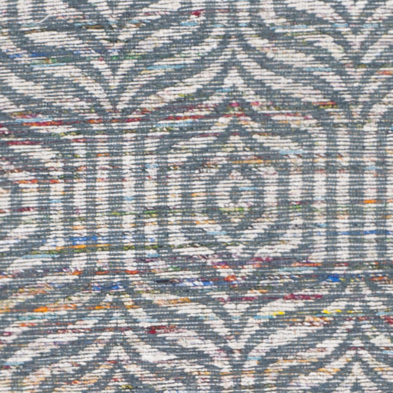 Blue Geometric Flat Woven Wool Cotton Area Rug 6' x 9'