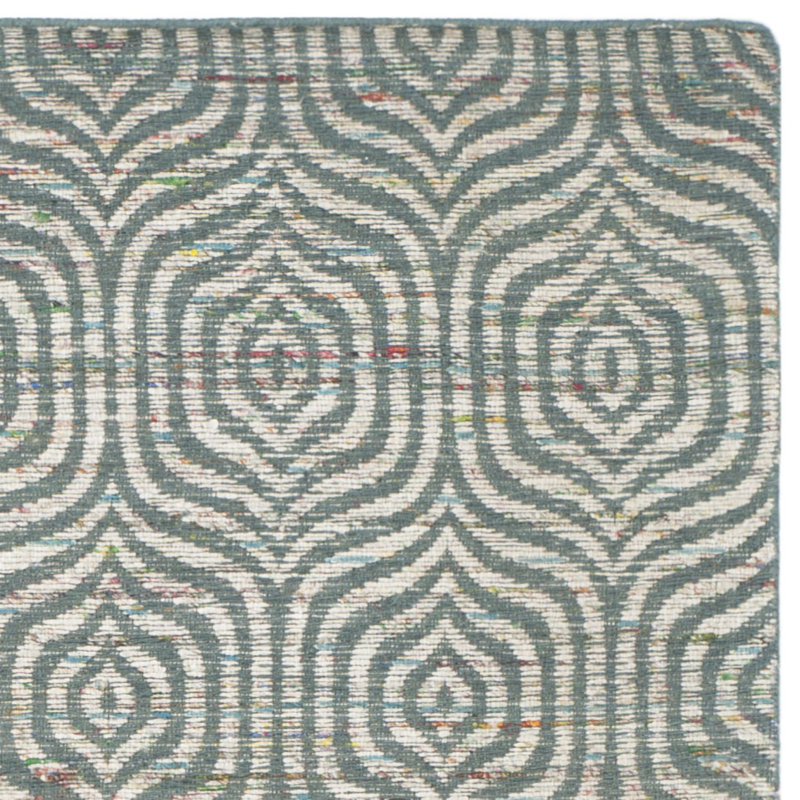 Blue Geometric Flat Woven Wool Cotton Area Rug 6' x 9'