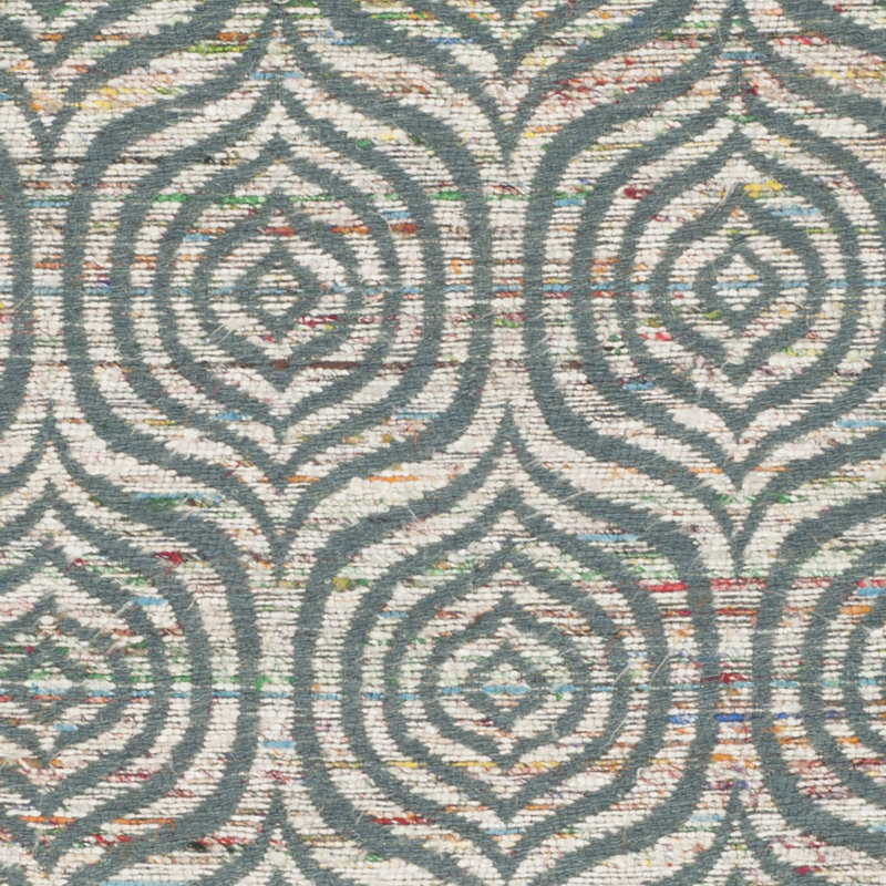 Blue Geometric Flat Woven Wool Cotton Area Rug 6' x 9'
