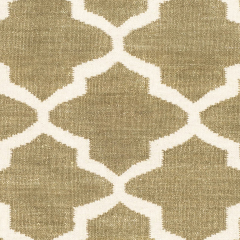 Handwoven Beige Geometric Wool Rug 4' x 6' - Reversible and Flat Woven