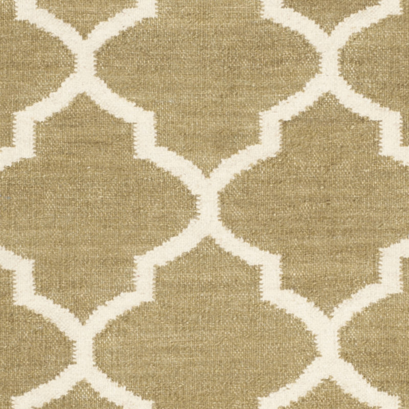 Handwoven Beige Geometric Wool Rug 4' x 6' - Reversible and Flat Woven
