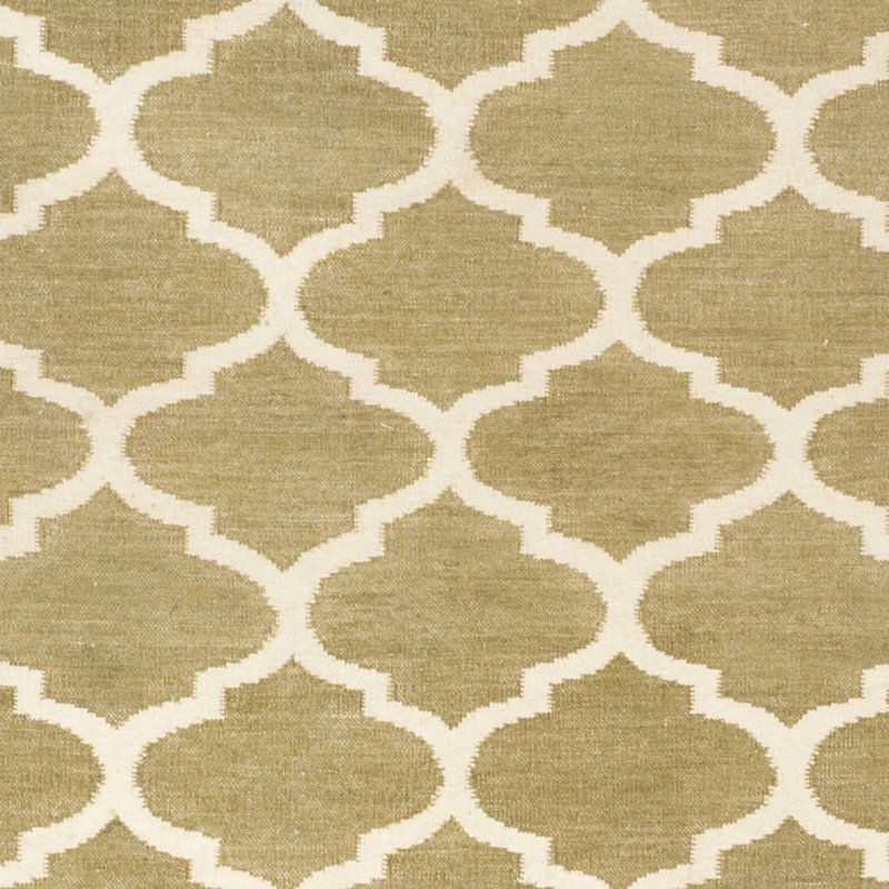 Handwoven Beige Geometric Wool Rug 4' x 6' - Reversible and Flat Woven
