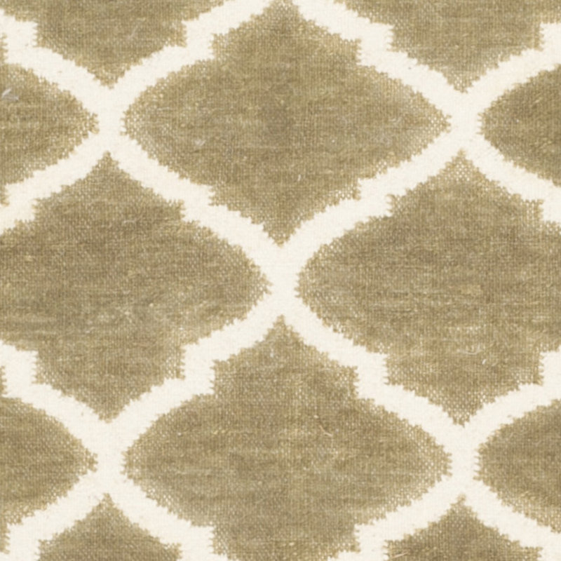 Handwoven Beige Geometric Wool Rug 4' x 6' - Reversible and Flat Woven