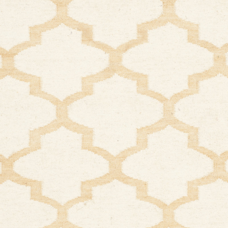 Ivory and Gold 4' x 6' Flatweave Wool Rug