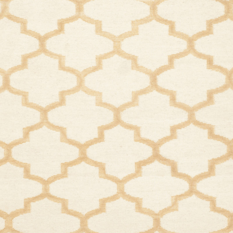 Ivory and Gold 4' x 6' Flatweave Wool Rug