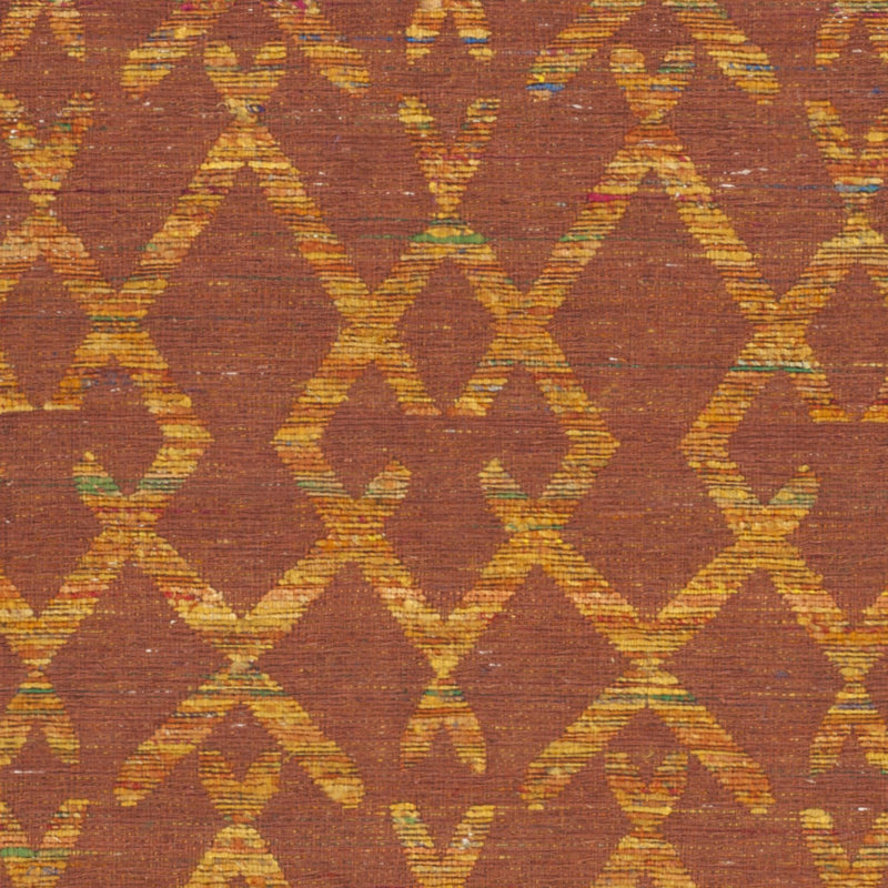 Rust and Gold Geometric Wool Cotton 4' x 6' Rug