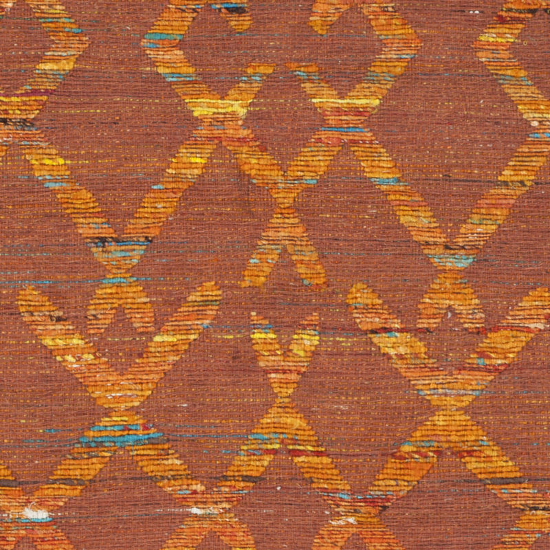 Rust and Gold Geometric Wool Cotton 4' x 6' Rug