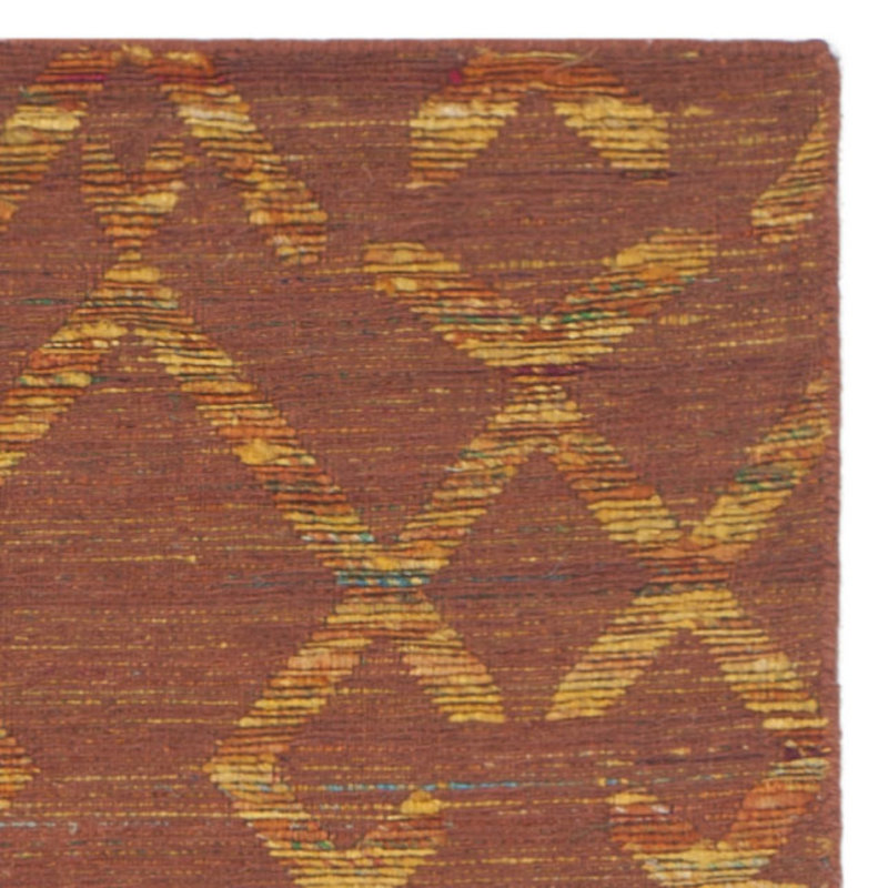 Rust and Gold Geometric Wool Cotton 4' x 6' Rug