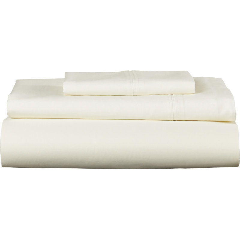 Twin Light Ivory Egyptian Cotton Percale Sheet Set