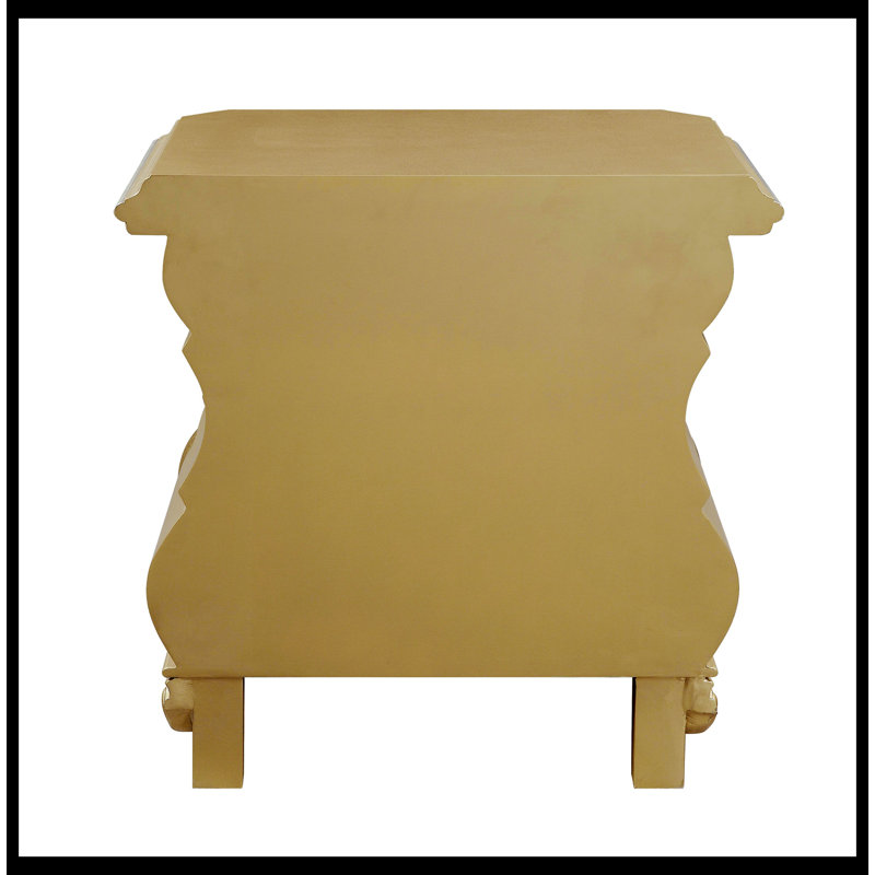 Seville Gold Finish 3-Drawer Nightstand with Carved Accents