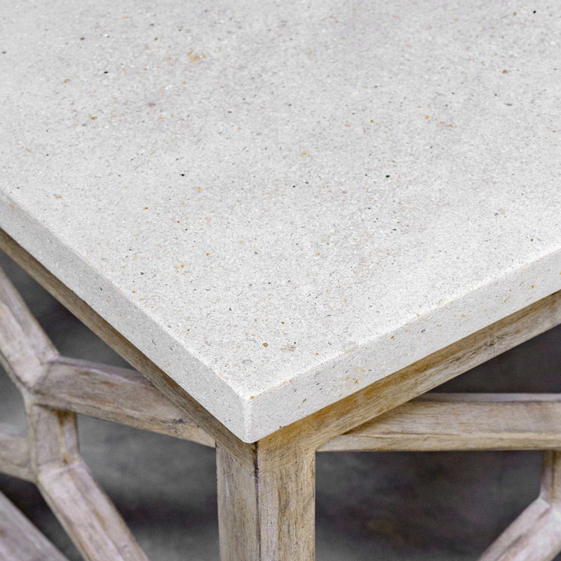 Transitional Coastal Square Coffee Table in Washed Natural