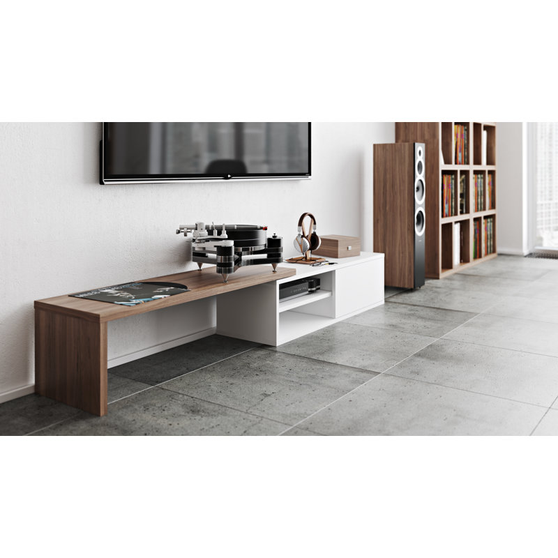 Rodolphe Castellani 43'' Walnut and Pure White Media Console with Cabinet