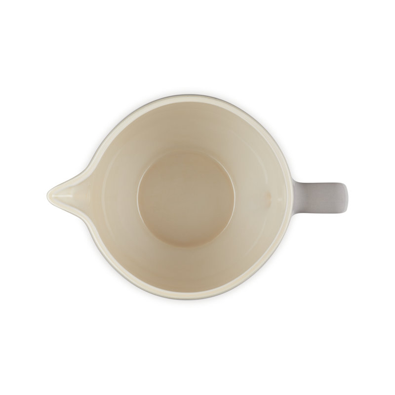 Oyster Gray Ceramic Batter Bowl with Handle and Spout
