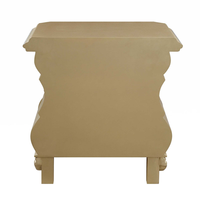 Seville Gold Finish 3-Drawer Nightstand with Carved Accents
