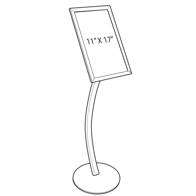 Silver Curved Metal 11" x 17" Floor Sign Holder
