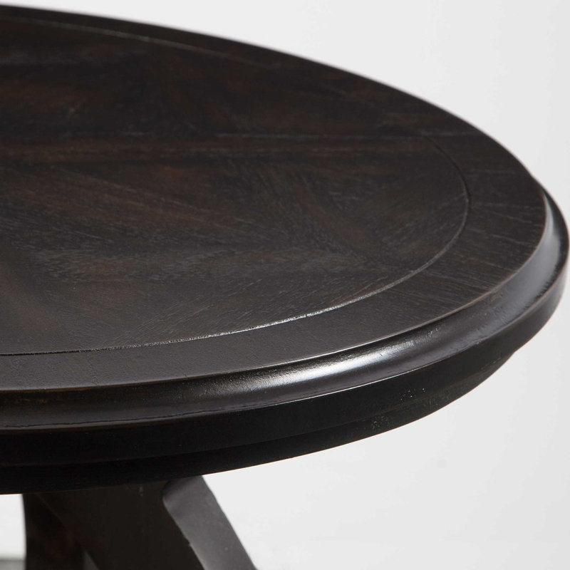 Maiva 24" Round Black Mango Wood Accent Table