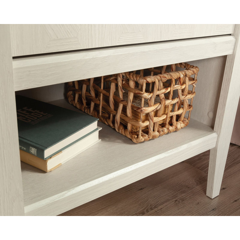 Glacier Oak Hexagon Pattern 1-Drawer Nightstand with Open Shelf