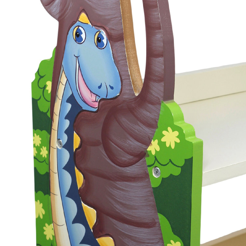 Dinosaur Kingdom Whimsical Kids' Wooden Bookshelf with Drawer