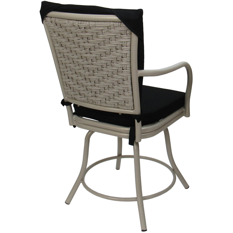 Beige and Black Swivel Outdoor Dining Chair with Cushions