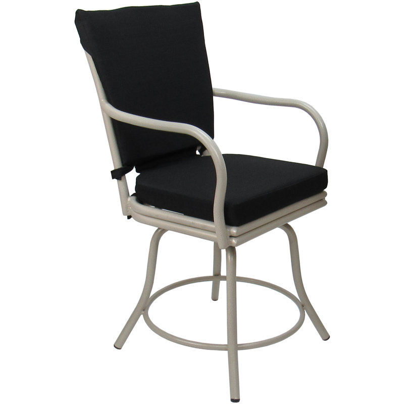 Beige and Black Swivel Outdoor Dining Chair with Cushions
