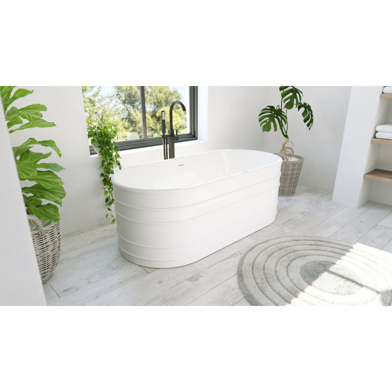 Infinity Z 67" White Acrylic Freestanding Soaking Bathtub