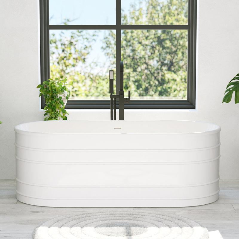 Infinity Z 67" White Acrylic Freestanding Soaking Bathtub