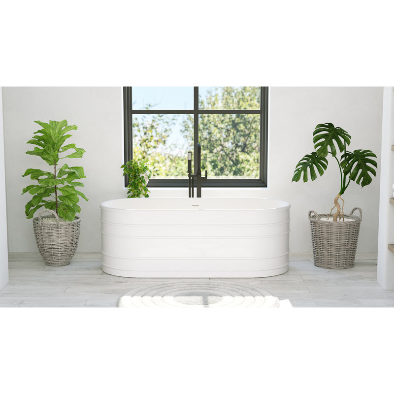 Infinity Z 67" White Acrylic Freestanding Soaking Bathtub