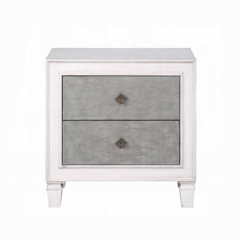 Katia Rustic Gray & Weathered White 2-Drawer Nightstand