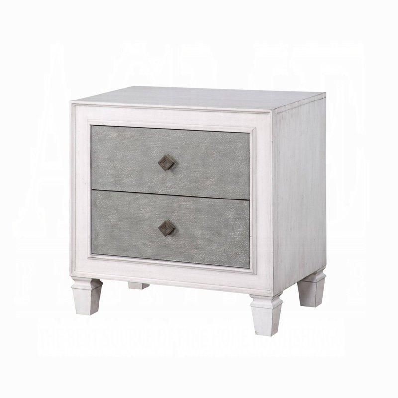 Katia Rustic Gray & Weathered White 2-Drawer Nightstand