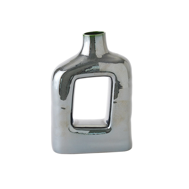 Large Reactive Silver Ceramic Decorative Table Vase