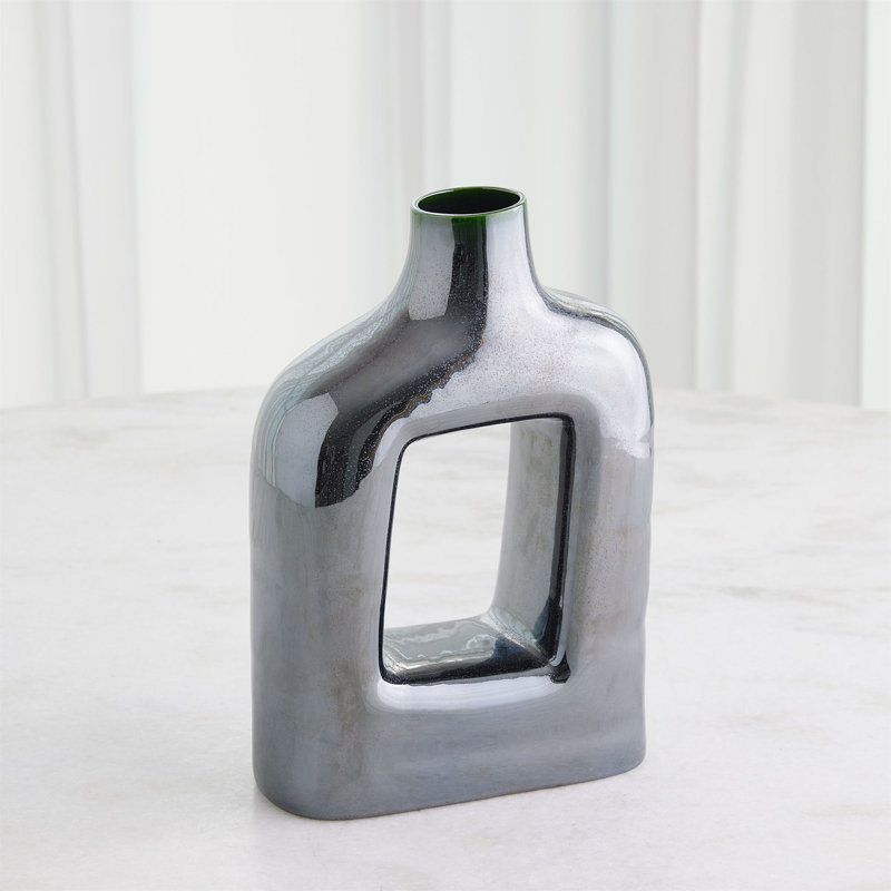 Large Reactive Silver Ceramic Decorative Table Vase