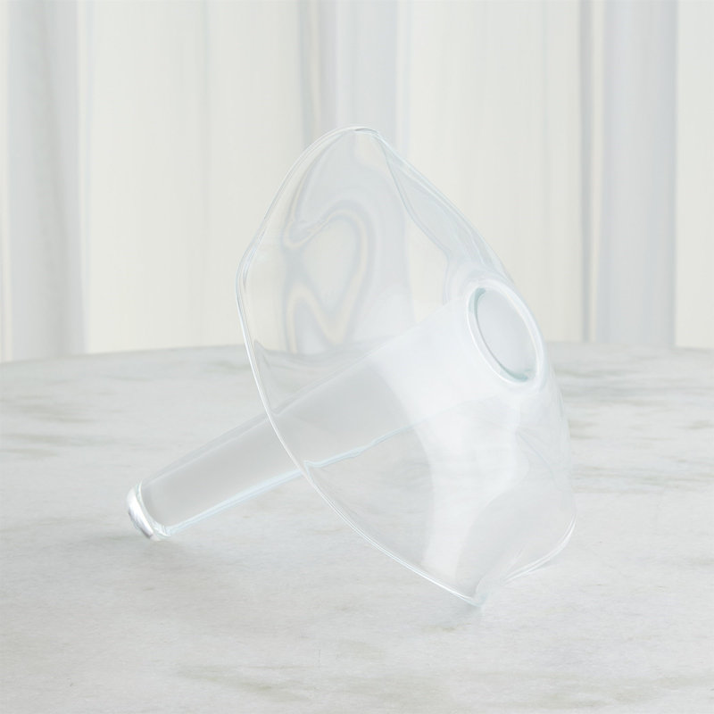Small White Hand-Blown Glass Table Vase