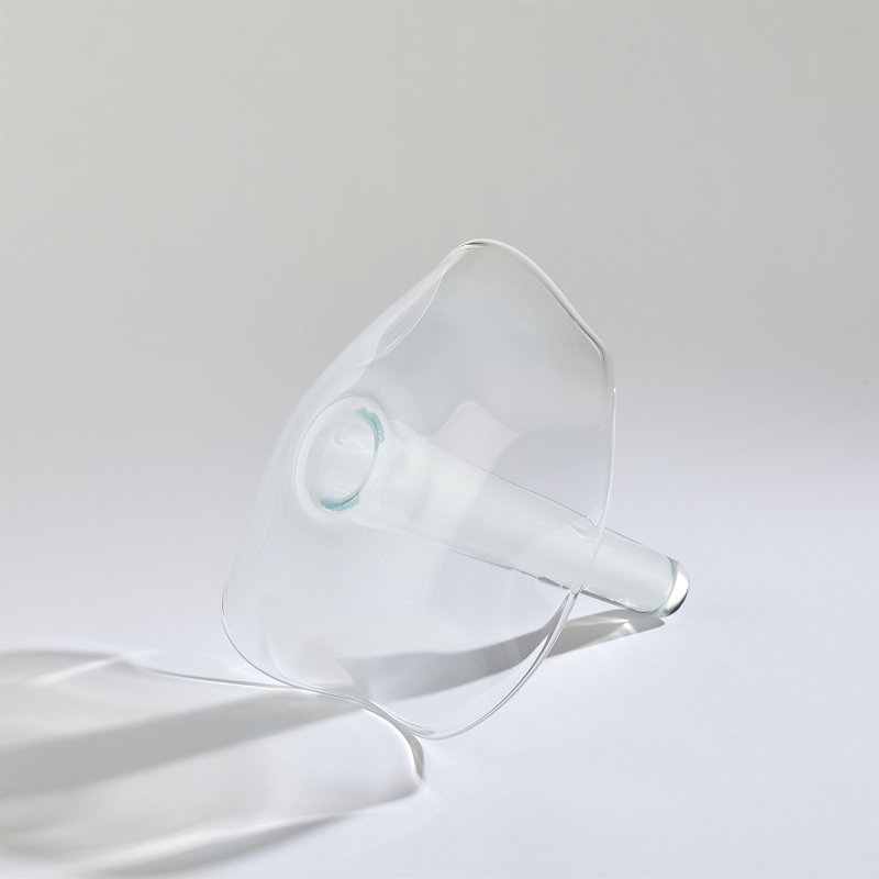 Small White Hand-Blown Glass Table Vase