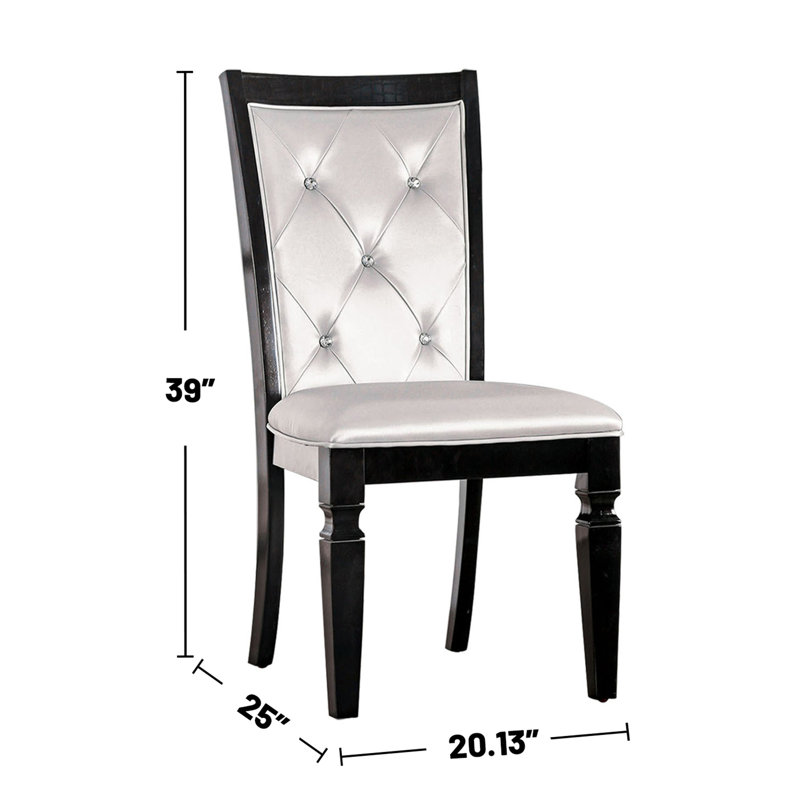 Gray Tufted Faux Leather Upholstered Dining Chairs, Set of 2