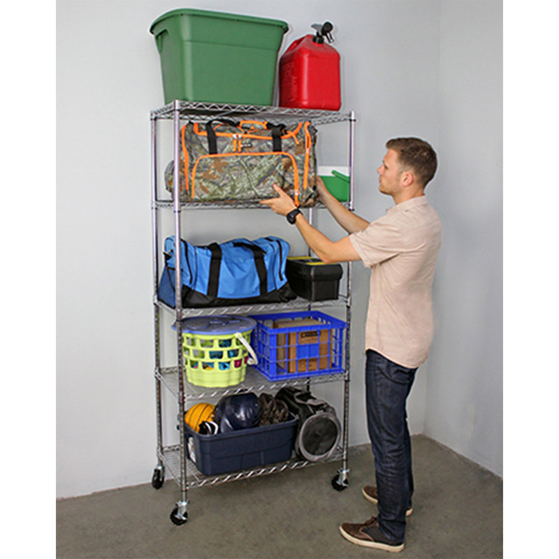 VersaRack 36'' Stainless Steel 5-Tier Mobile Shelving Unit
