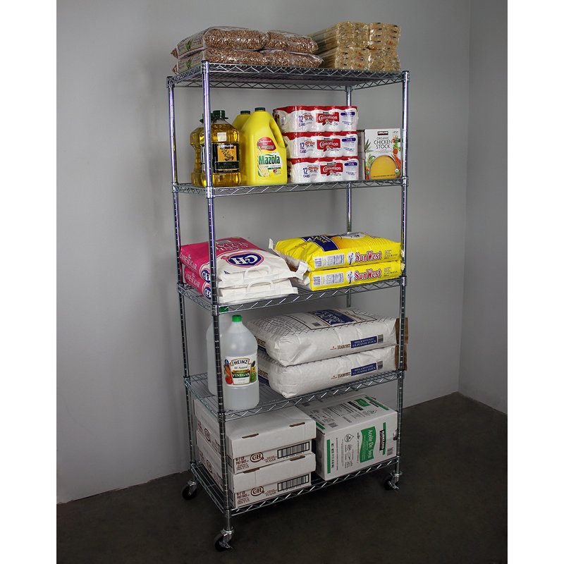 VersaRack 36'' Stainless Steel 5-Tier Mobile Shelving Unit