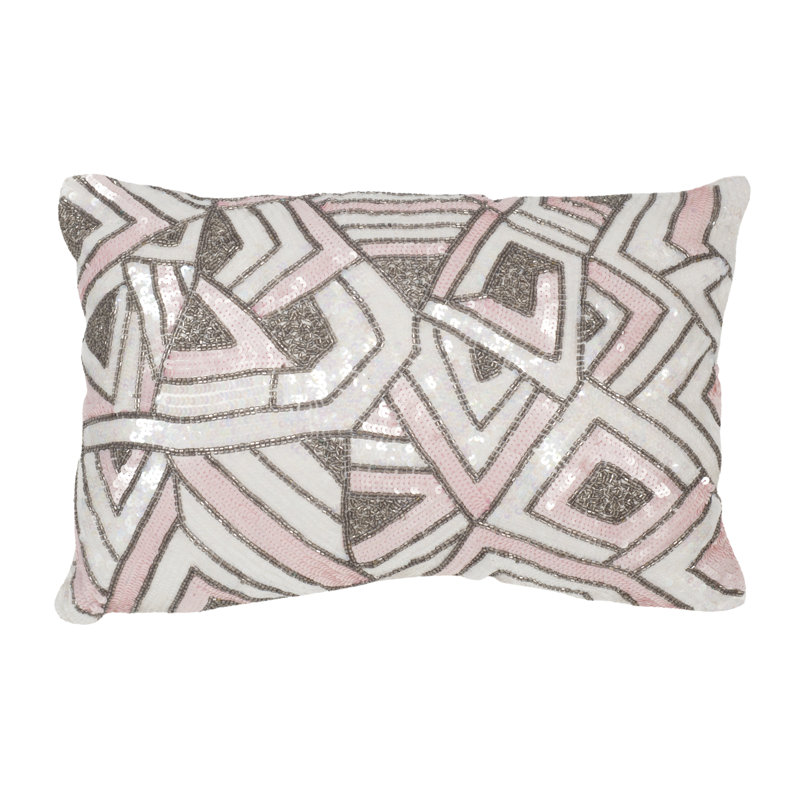 Pale Pink Sequined Art Deco Throw Pillow Set